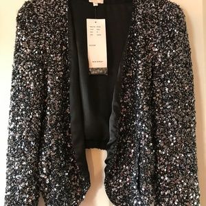 NWT Parker Sequin Blazer in Black/Gunmetal Sequins Size Small